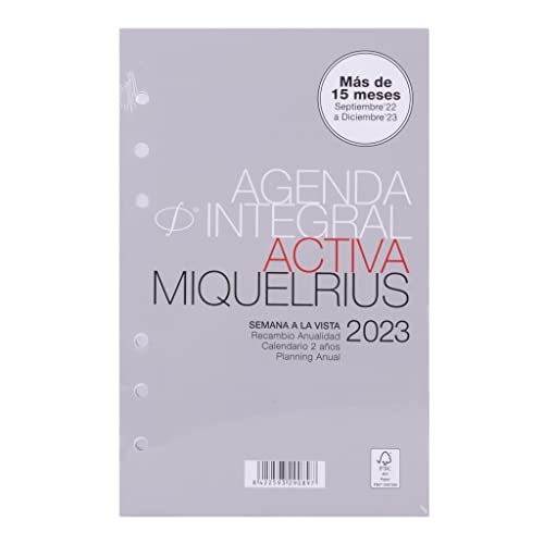 Miquelrius - Nachfüllkalender 16 Monate (September 2022 Dezember 2023) - Wochenansicht - Aktive Größe 117 x 182 mm (ca. A6) - Deutsch von Miquelrius