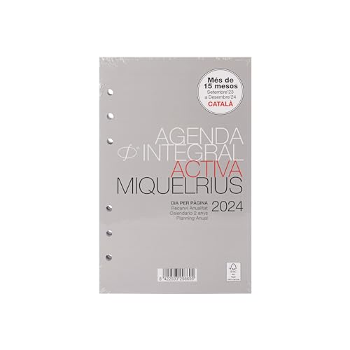 Miquelrius - Nachfüllpack Jahreskalender 2024, Tagesseite, aktive Größe 117 x 182 mm, Katalanisch, Portugiesisch und Englisch von Miquelrius