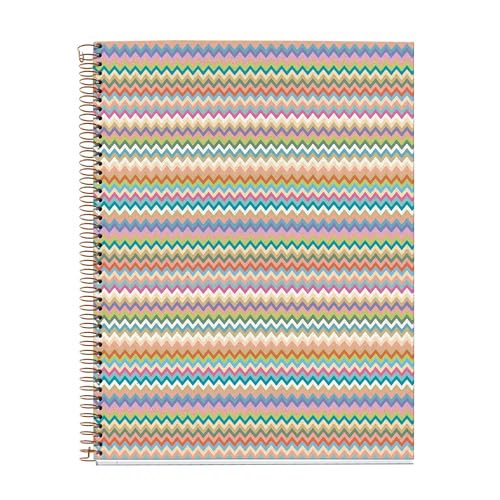 Miquelrius - Notebook A4 (210 x 297 mm), quer liniert 7 mm, 120 Blatt 70 g/m², Kartoneinband, 4 farbige Streifen, Kupferspirale, Kollektion Feeling Mallorca, Zickzack von Miquelrius
