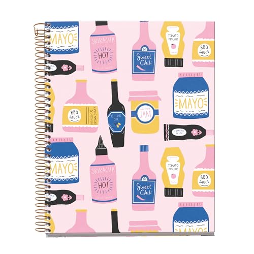 Miquelrius - Notebook A5 (148 x 210 mm), horizontale Streifen 7 mm, 120 Blatt 70 g/m², Kartoneinband, 4 farbige Streifen, Kupferspirale, Kollektion Foodie Lovers, Kitchen von Miquelrius