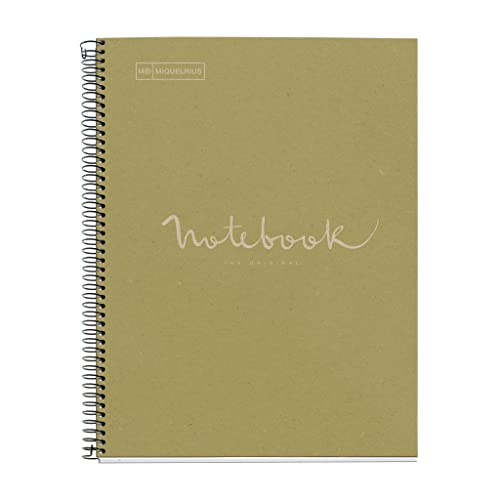 Miquelrius - Notebook Emotions Notizbuch 100 % recycelt, 1 Streifen, A4, 80 Blatt mit horizontalem Linien, 7 mm, Papier 80 g, 4 Bohrungen, Kartoneinband, grün von Miquelrius