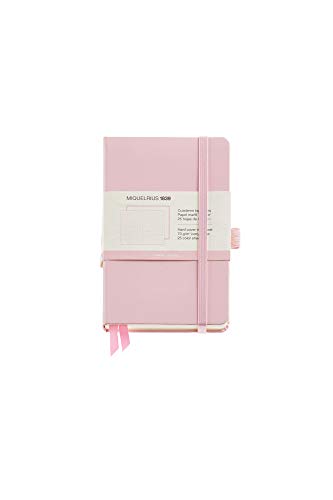 Miquelrius Notizbuch, Hardcover, Hardcover, gummiert, 140 x 90 mm, 192 Seiten, 80 g/m², kariert, 5 x 5 mm, Pink von Miquelrius