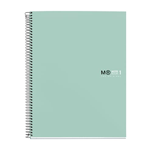 Miquelrius - Notizbuch A4 (210 x 297 mm), Notebook The Original Colours, 80 Blatt 90 g/m² und 1 Farbstreifen, Horizontale Linie 7 mm, 4-Loch-Stanzung, Hardcover, Farbe Aqua von Miquelrius