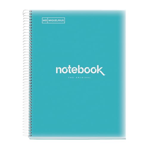 Miquelrius - Notizbuch A4 Notebook, 1 Farbiger Streifen, 80 Blatt mit Raster 5 x 5 mm, Papier 90 g/m² Mikroperforiert mit 4 Bohrungen für 4 Ringe, Bezug aus Polypropylen, Farbe Himmelblau Miquelrius - Notizbuch A4 Notebook, 1 Farbiger Streifen, 80 Blatt mit Raster 5 x 5 mm, Papier 90 g/m² Mikroperforiert mit 4 Bohrungen für 4 Ringe, Bezug aus Polypropylen, Farbe Himmelblau von Miquelrius