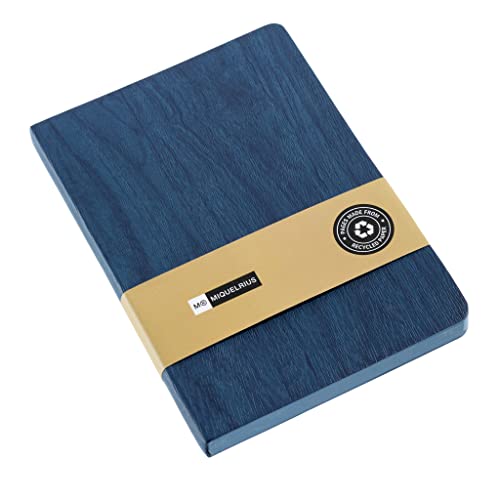 Miquelrius - Notizbuch A6, recycelt, glatt, 96 Blatt, geklebt, flexibler Einband, Holz-Finish, Blau von Miquelrius