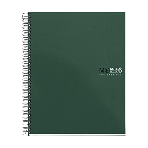 Miquelrius - Notizbuch The Original, 6 Farbstreifen, A5, 150 5 mm Rasterblätter, 70 g mikroperforiertes Papier, 2 Löcher, undurchsichtiger Polypropylen-Einband, grün von Miquelrius