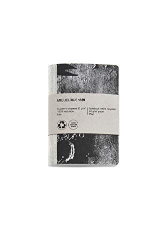 Miquelrius - Recycling-Notizbuch, Bindung mit Klammer und Stoffrücken, Größe 104 x 150 mm, 56 glatte Seiten 80 g/m², Mond-Design von Miquelrius