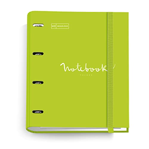 Miquelrius - Ringbuch Notebook Messages, Ordner mit 4 Ringen + zusätzlichen 100 Blatt A4 5 mm kariert, 90 g, mit Trennblättern und Umschlag, Limettengrün Miquelrius - Ringbuch Notebook Messages, Ordner mit 4 Ringen + zusätzlichen 100 Blatt A4 5 mm kariert, 90 g, mit Trennblättern und Umschlag, Limettengrün von Miquelrius