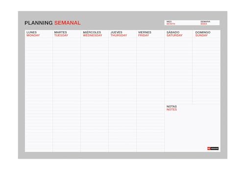 Miquelrius – Terminplaner „Englisch“, A4, 296 x 210 mm, 56 Blatt, 120 g, Grau von Miquelrius