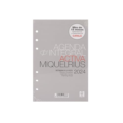 Miquelrius - Umfassender Jahreskalender 2024, Wochenansicht, horizontale Größe, aktive Größe 117 x 182 mm, Katalanisch, Portugiesisch und Englisch von Miquelrius