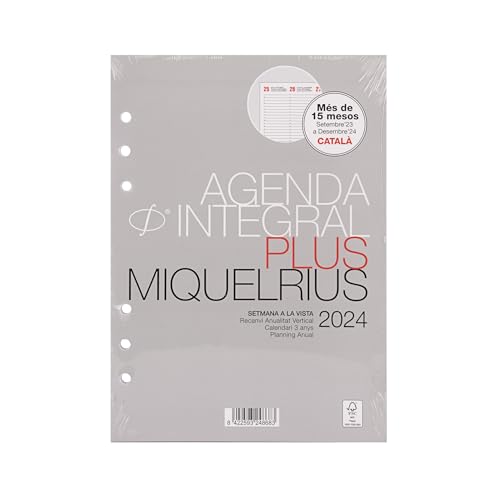Miquelrius - Umfassender Jahreskalender 2024, Wochenansicht, vertikal, Größe Plus 155 x 213 mm (ähnlich A5), Katalanisch, Portugiesisch und Englisch von Miquelrius