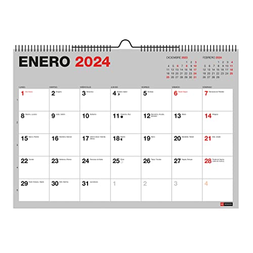 Miquelrius - Wandkalender 18 Monate, Juli 2023 bis Dezember 2024, Größe A4, Grau von Miquelrius