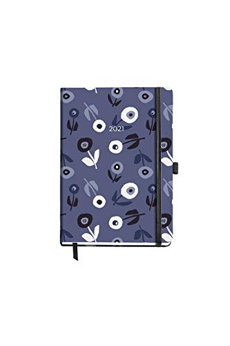 Miquielrius – Jahresplaner 2021 Mohnblume – Castellano – Größe 155 x 213 mm – Papier 70 g – fester Einband aus Stoff, Farbe Blau von Miquelrius