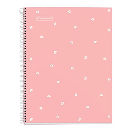 Novilla Miquelrius – A5-Notizbuch, 1 Farbstreifen, 80 karierte 5-mm-Blätter, 90-g-Papier, 2 Löcher, hartlaminierter Einband, Farbe Pink Daisy von Miquelrius