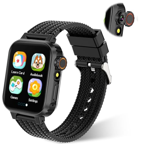 MiracDan Kinder Smartwatch, Uhr Kinder für 32 Puzzlespiele, mit Taschenlampe, Kamera, 32 Spiele, Musik, Wecker, Schrittzähler, Kinderuhr Mädchen Jungefür Teenager ab 5 Jahren (Schwarz) von MiracDan