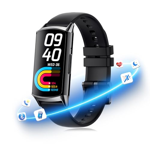 Smartwatch für Damen und Herren, Fitnessuhr mit Telefonfunktion, 1,58 Zoll HD Smart Watch, 120 Sportmodi, Smartwatch mit SpO2/Blutdruck/Herzfrequenz für iOS/Android (Schwarz) von MiracDan