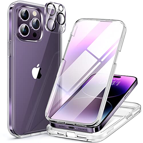 Miracase 360 Grad für iPhone 14 Pro Max Hülle mit Eingebaut Glas Schutzfolie, Komplettschutz HandyHülle Stoßfest Case für iPhone 14 Pro Max Schutzhüllen 6,7 Zoll, Transparent von Miracase