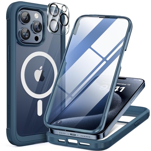 Miracase 360 Grad für iPhone 15 Pro Hülle Magnetisch mit Eingebaut Glas Schutzfolie und Kameraschutz, Komplettschutz Handyhülle für iPhone 15 Pro Schutzhüllen 6,1 Zoll, Blau Miracase 360 Grad für iPhone 15 Pro Hülle Magnetisch mit Eingebaut Glas Schutzfolie und Kameraschutz, Komplettschutz Handyhülle für iPhone 15 Pro Schutzhüllen 6,1 Zoll, Blau von Miracase