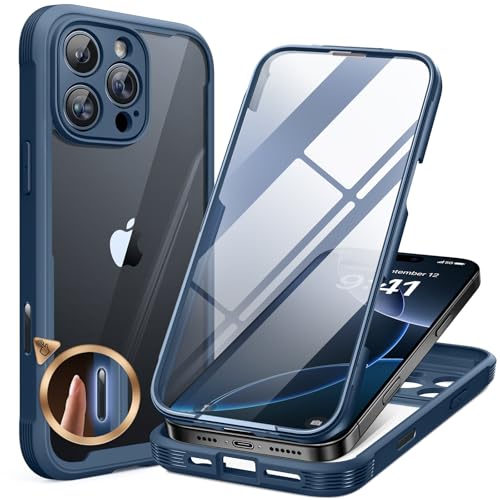 Miracase 360 Grad für iPhone 16 Pro Max Hülle mit Eingebaut Glas Schutzfolie und Kameraschutz, Stoßfest Komplettschutz Handyhülle für iPhone 16 Pro Max Schutzhüllen, Blau Miracase 360 Grad für iPhone 16 Pro Max Hülle mit Eingebaut Glas Schutzfolie und Kameraschutz, Stoßfest Komplettschutz Handyhülle für iPhone 16 Pro Max Schutzhüllen, Blau von Miracase