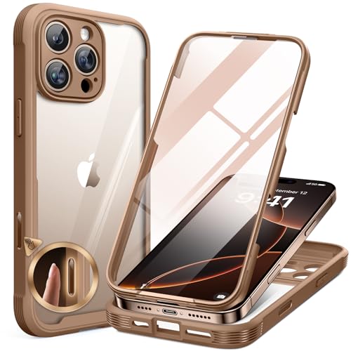 Miracase 360 Grad für iPhone 16 Pro Max Hülle mit Eingebaut Glas Schutzfolie und Kameraschutz, Stoßfest Komplettschutz Handyhülle für iPhone 16 Pro Max Schutzhüllen, Goldbraun Miracase 360 Grad für iPhone 16 Pro Max Hülle mit Eingebaut Glas Schutzfolie und Kameraschutz, Stoßfest Komplettschutz Handyhülle für iPhone 16 Pro Max Schutzhüllen, Goldbraun von Miracase