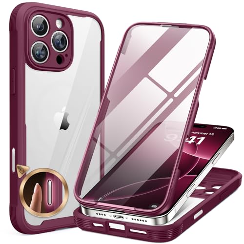 Miracase 360 Grad für iPhone 16 Pro Max Hülle mit Eingebaut Glas Schutzfolie und Kameraschutz, Stoßfest Komplettschutz Handyhülle für iPhone 16 Pro Max Schutzhüllen, Pflaume Miracase 360 Grad für iPhone 16 Pro Max Hülle mit Eingebaut Glas Schutzfolie und Kameraschutz, Stoßfest Komplettschutz Handyhülle für iPhone 16 Pro Max Schutzhüllen, Pflaume von Miracase