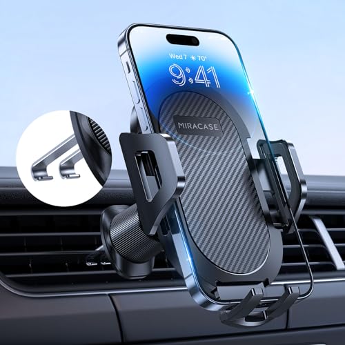 Miracase Handyhalterung Auto【2023 Neuester Doppelhaken】 Universal Handyhalter Auto Lüftung,360 Grad Drehung KFZ Handyhalterung für iPhone 15/14/13/12 Pro Max Plus/Samsung und 4-7 Zoll Smartphone von Miracase