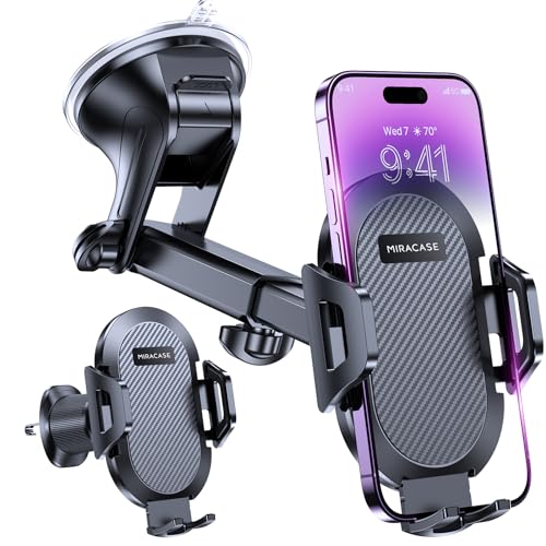 Miracase Handyhalterung Auto[Super stabil &Starker Saugnapf] Handyhalter Auto für Armaturenbrett Windschutzscheibe Lüftungsschlitze [4 in 1] KFZ Handyhalter mit iPhone Samsung Andere Smartphones von Miracase
