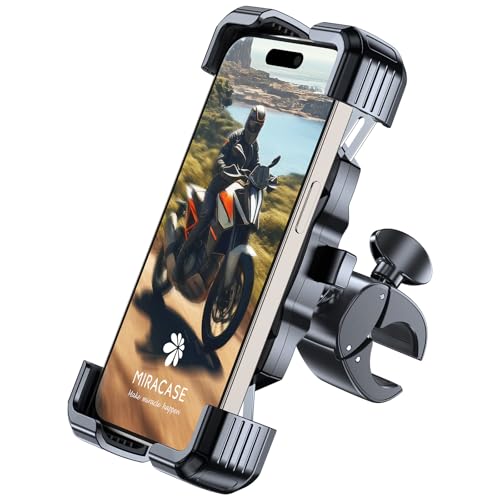 Miracase 2025 Handyhalterung Motorrad Universal:Motorad Handyhalterung Lenker für Scooter/Vespa/Moped,Kompatibel mit iPhone 16/15/14/13/12Pro Max und Samsung Galaxy s25/s24/s23/s22 Ultra von Miracase