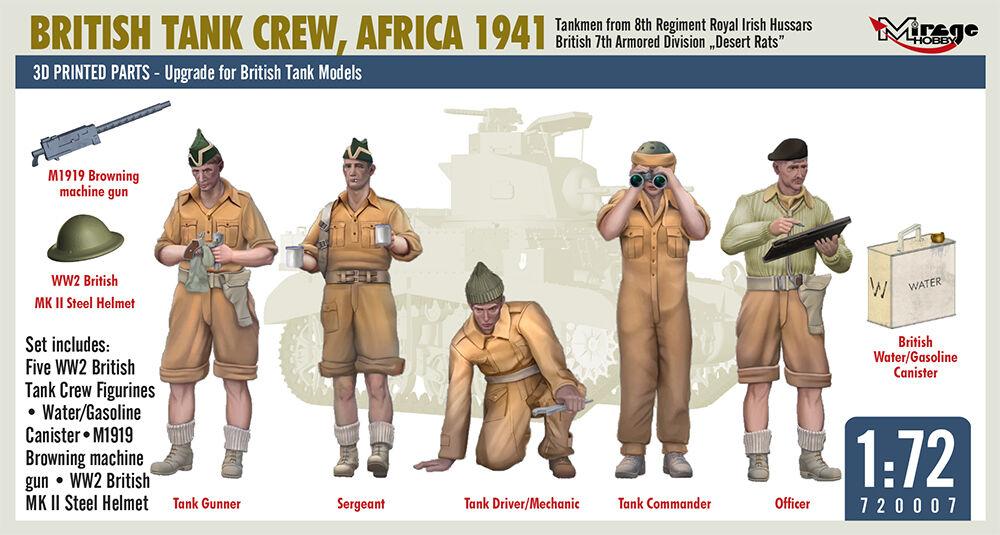 British Tank Crew, Africa 1941 - Tankmen from 8th Regiment Royal Irish Hussars British 7th Armored Division Desert Rats von Mirage Hobby