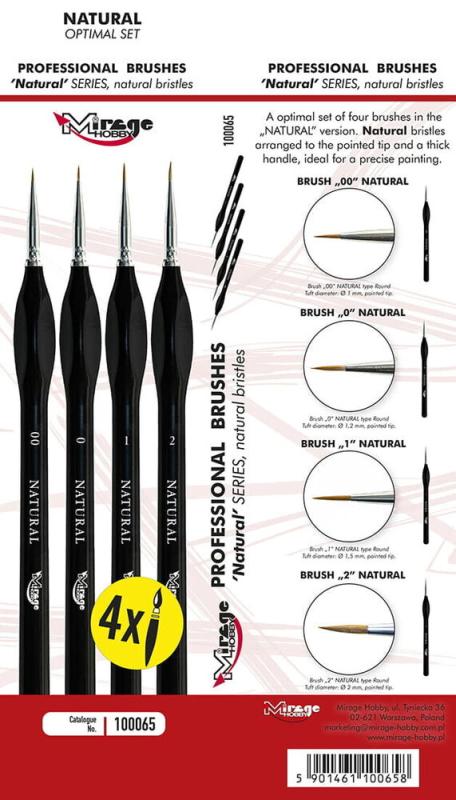 Brush Optimal Set of NATURAL [4 x Natural Brush: 00, 0, 1, 2] von Mirage Hobby