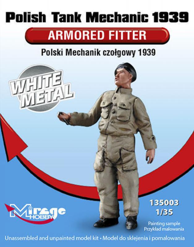 Polish Tank Mechanic 1939 Armored Fitter - White Metal von Mirage Hobby