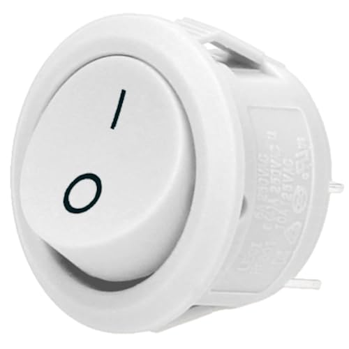 Miratic Kippschalter 230V Schalter 230V, Leistungsstarker 230V Schalter Ideal für Zuverlässige Schaltungen und Steuerungen Strom: 6, 10A Versorgungsspannung: 230V (Weiss) von Miratic