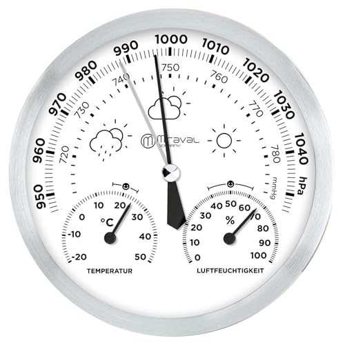 Design Analoge Wetterstation Hygrometer, Barometer, Thermometer 130 mm von Miraval