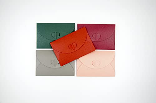 MV Mini Briefumschläge, 20 Stück Herz Briefumschläge mit Herz Verschluss - Hochzeit, Weihnachten, Valentinstag, Geschenkkarten (Grau) von Mirror Vision