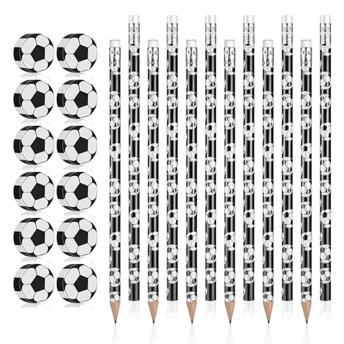 MisFun 12 Stück Fußball Bleistifte, Kinder Bleistifte mit 12 Fußball Radiergummi, Mitgebsel Bleistiftanzug Fussball Holzbleistifte Graphitstifte für Schule Schreibwaren Geburtstag Büro Party (2B) MisFun 12 Stück Fußball Bleistifte, Kinder Bleistifte mit 12 Fußball Radiergummi, Mitgebsel Bleistiftanzug Fussball Holzbleistifte Graphitstifte für Schule Schreibwaren Geburtstag Büro Party (2B) von MisFun