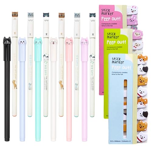 MisFun 12 Süße Katzen Gel Tintenstifte, 480 Katzen Haftnotizen Seite, Kawaii Cat Gel Stift, Schwarze Tinte Katze Gel Stifte Schreibwaren Lesezeichen für Kinder Katzenliebhaber Zuhause Büro Schule MisFun 12 Süße Katzen Gel Tintenstifte, 480 Katzen Haftnotizen Seite, Kawaii Cat Gel Stift, Schwarze Tinte Katze Gel Stifte Schreibwaren Lesezeichen für Kinder Katzenliebhaber Zuhause Büro Schule von MisFun