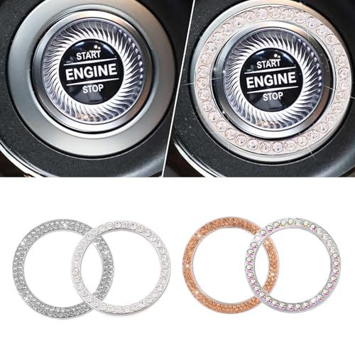 MisFun 4 Stück Motor Startknopf Abdeckung, Auto Motor Start Stop Button Ring, Universal Auto Kristall Strass Motor Starter Dekoration Ring, Auto Startknopf Dekorationsring Autoinnenraum (Weißes Gold) MisFun 4 Stück Motor Startknopf Abdeckung, Auto Motor Start Stop Button Ring, Universal Auto Kristall Strass Motor Starter Dekoration Ring, Auto Startknopf Dekorationsring Autoinnenraum (Weißes Gold) von MisFun