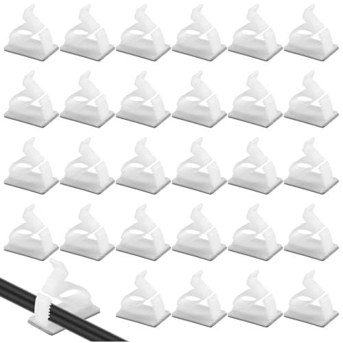 MisFun 50 Stück Kabelhalter, Kabelclips Selbstklebend, Kabelklemmen Selbstklebend, Outdoor Kabel Clips, Self Adhesive Light Clips, für Weihnachtsdekoration Hängende Außenleuchten (Weiß) wen-dljkw-50 von MisFun