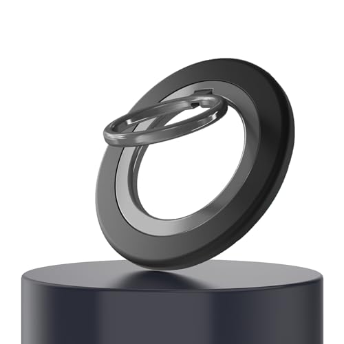 MisFun Doppelseitiger Handy Ring Halterung Kompatibel mit Mag-Safe, 360 Grad Drehung Handy Griff, Handy Ring Magnetisch Ringhalter Handy Griff Halter Fingerhalter, für iPhone 15-12 Serie (Schwarz) von MisFun