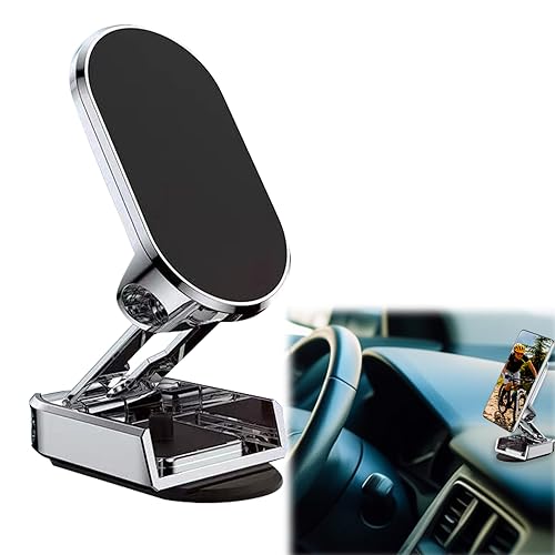 MisFun Handyhalterung Auto Magnet, Magnet Handyhalterung fürs Auto, Magnet Autohalterung Handy, KFZ Handy Halterung 720° Grad Drehung Verstellbare für Samsung iPhone etc Alle Smartphones(Silber) von MisFun