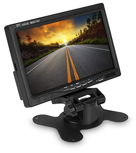 17,8 cm 7 Zoll Inch TFT LCD Digital Video Monitor Stand saugfuss Saugnapf für Auto PKW KFZ Rückfahrkamera Rückfahrsystem mit Zwei Videoeingängen 12V schwarz von Misayaee