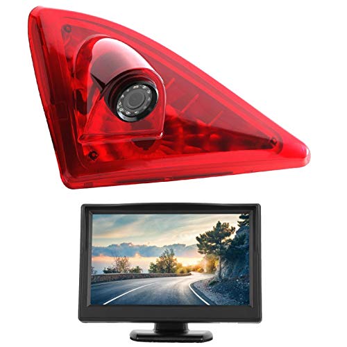 HD 720p Dritte Dach Bremsleuchte Kamera Bremslicht Einparkkamera Rückfahrkamera Set Nachtsicht + 5" Zoll Monitor für Transporter Nissan NV400 / Renault Master/Opel Movano B 2010-2019 von Misayaee