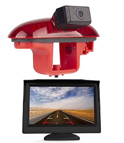HD 720p Dritte Dach Bremsleuchte Kamera Bremslicht Rückfahrkamera Set + 4.3" Zoll Monitor Bildschirm Display für Opel Vivaro Renault Trafic Opel Combo Nissan Primastar FIAT Talento 2001-2014 von Misayaee