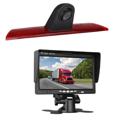 HD 720p Dritte Dach Mount Bremsleuchte Kamera Bremslicht Einparkkamera Rückfahrkamera Set Nachtsicht Kamera + 7" Zoll Monitor TFT Bildschirm Display kompatibel für Ford Transit Jumbo F150/F250/F350 von Misayaee