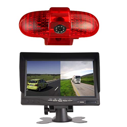 HD 720p Dritte Rueckfahrkamera Dach Bremsleuchte Kamera Bremslicht Rückfahrkamera Set + 7" Zoll Monitor Display für Renault Trafic Opel Vivaro A FIAT Talento Primastar Opel Combo (2001-2014) von Misayaee