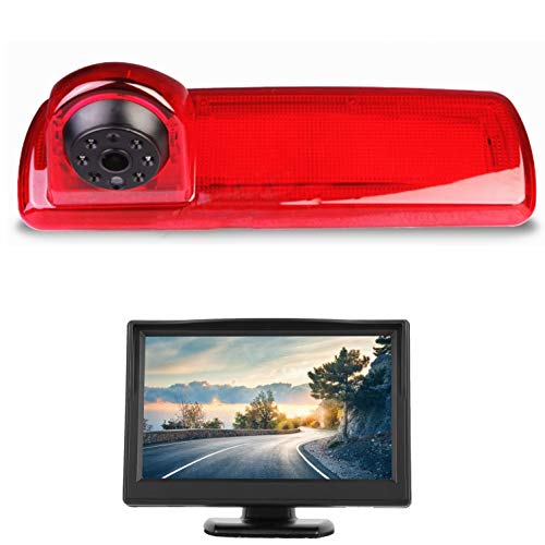 HD Dritte Dach Bremsleuchte Kamera Bremslicht Einparkkamera Rückfahrkamera Set Nachtsicht + 5" Zoll Monitor für Renault Trafic X82 Mk3, Opel Vivaro B, FIAT Talento & Nissan Primastar(2014-202O) von Misayaee