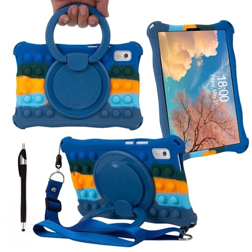 Misenya Schutzhülle für Lenovo Tab M9 Tablet 9 Zoll (22,9 cm), 360° drehbar, Bunte Silikonhülle, kinderfreundliche Schutzhülle für Lenovo Tab M9 (310FU) (buntes Dunkelblau, um 360° drehbar) von Misenya
