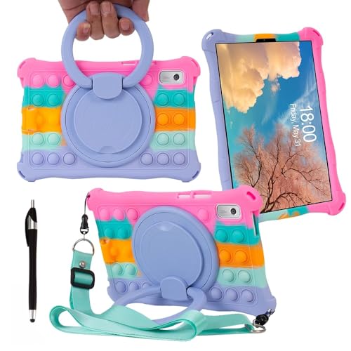 Misenya Schutzhülle für Lenovo Tab M9 Tablet 9 Zoll (22,9 cm), 360° drehbar, Bunte Silikonhülle, kinderfreundliche Schutzhülle für Lenovo Tab M9 (310FU) (buntes Rosa, um 360 ° drehbar) von Misenya