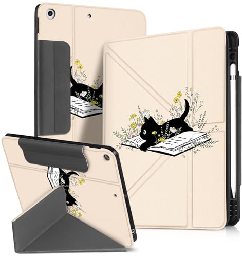 Miss Adola Schutzhülle für iPad 9. / 8. / 7. Generation (10,2 Zoll), mit Stifthalter, für Jungen, Mädchen, Damen, Herren, niedlich, Cartoon, Anime, cool, lustig, Ständer, Tablet-Hülle für Apple iPad von Miss Adola