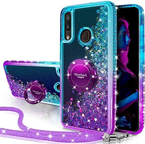 Miss Arts Galaxy A20E Hülle,[Silverback] Mädchen Glitzern Handyhülle hülle mit Ringständer, Cover Silikon Flüssigkeit Clear Schutzhülle für Samsung Galaxy A20E -LILA von Miss Arts